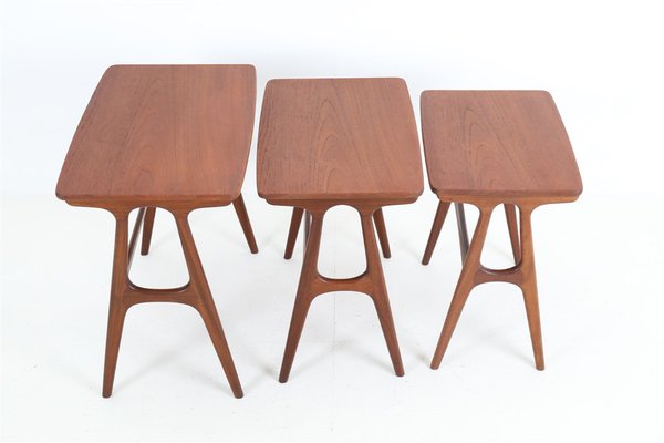 Danish No. 40 Teak Nesting Tables by Erling Torvits for Heltborg Møbler, 1960s, Set of 3-NIX-1804701