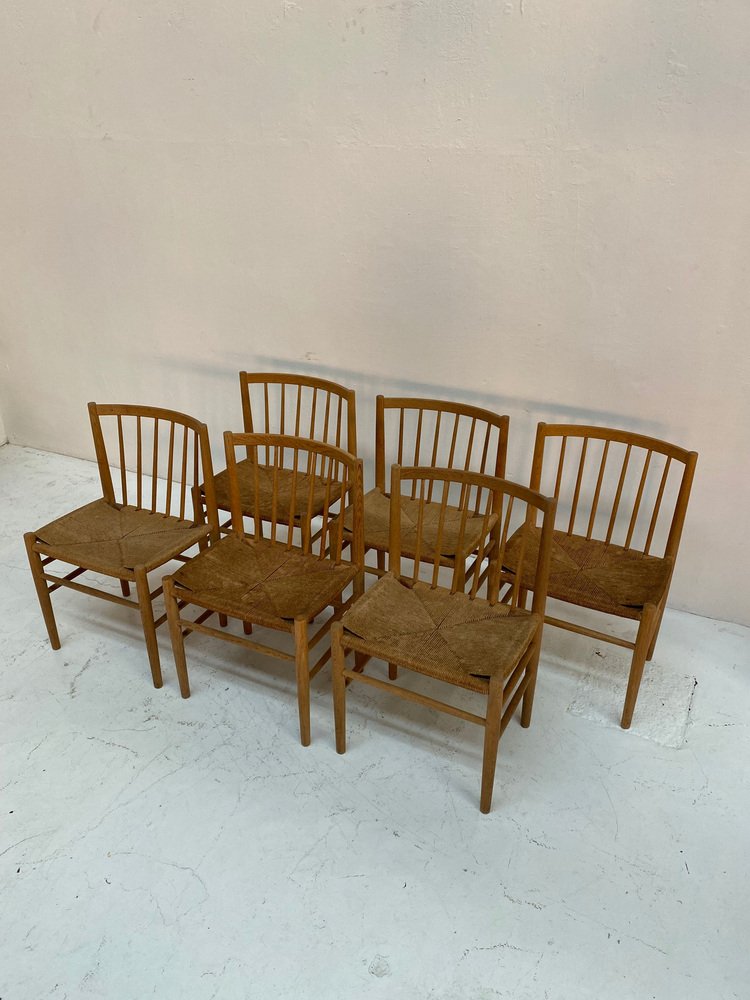 Danish Oak Dining Chairs by Jørgen Bækmark for FDB, 1950s, Set of 6