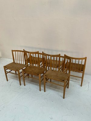 Danish Oak Dining Chairs by Jørgen Bækmark for FDB, 1950s, Set of 6-QVY-1751845