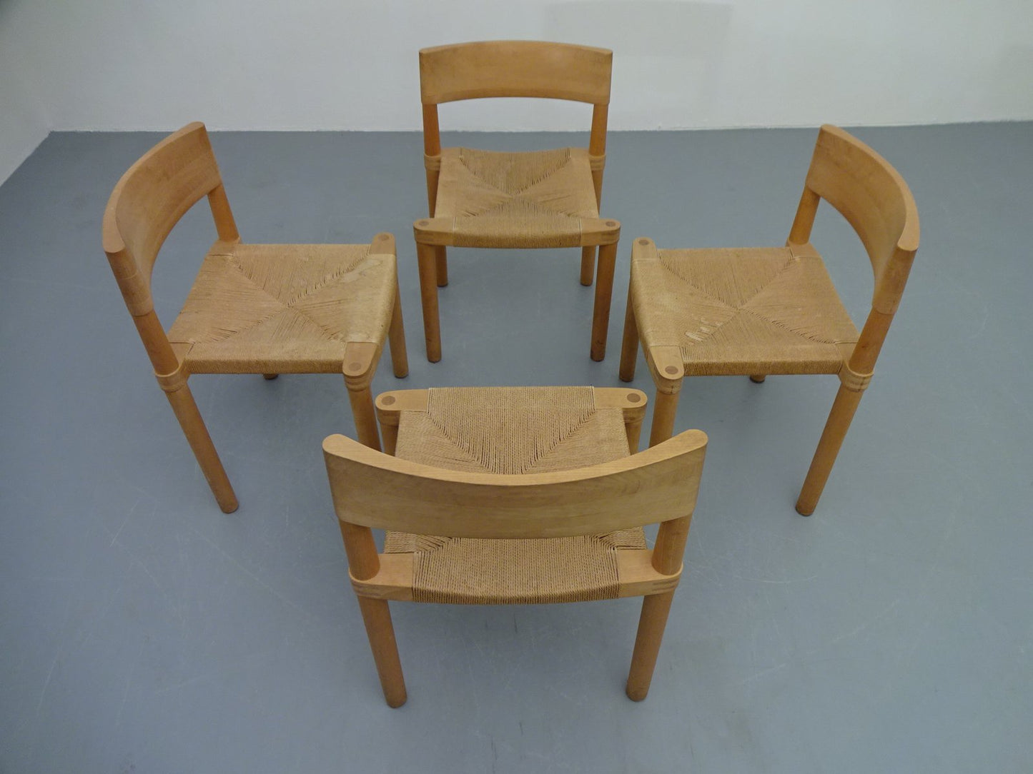 Danish Oak & Papercord Dining Set, 1960s, Set of 5