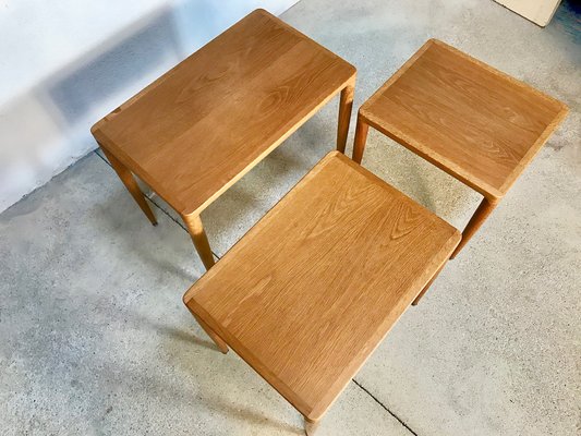 Danish Oak Wood Nesting Tables, 1960s, Set of 3-JP-776489