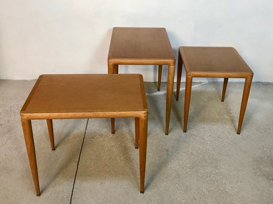 Danish Oak Wood Nesting Tables, 1960s, Set of 3-JP-776489