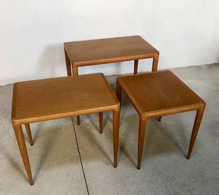 Danish Oak Wood Nesting Tables, 1960s, Set of 3-JP-776489