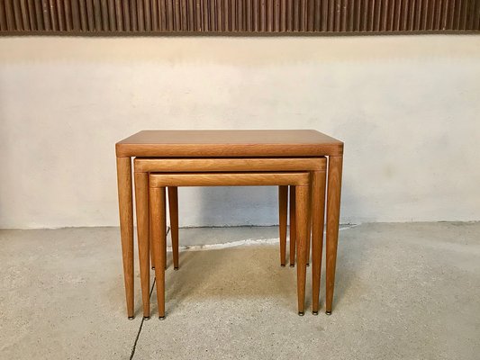 Danish Oak Wood Nesting Tables, 1960s, Set of 3-JP-776489