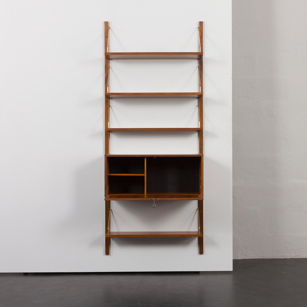 Danish One Bay Wall Unit with a Hidden Desk in the style of Poul Cadovius, 1960s