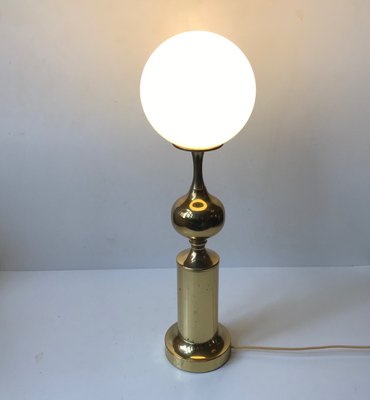 Danish Opaline Glass and Brass Table Lamp from ABO, 1970s-LCR-580545