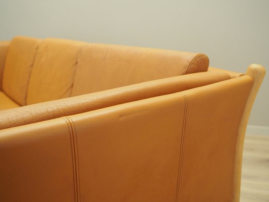 Danish Orange Leather Sofa, 1970s-VND-1783405