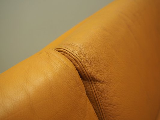 Danish Orange Leather Sofa, 1970s-VND-1783405