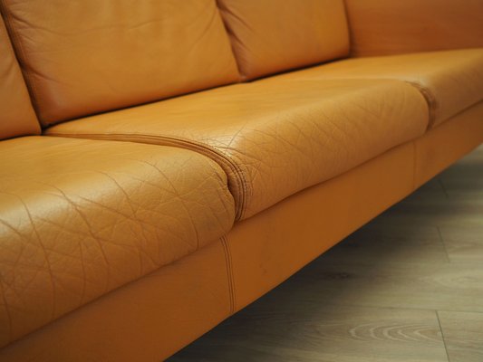 Danish Orange Leather Sofa, 1970s-VND-1783405