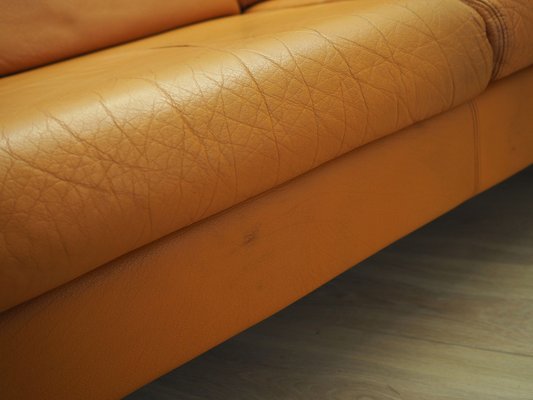 Danish Orange Leather Sofa, 1970s-VND-1783405