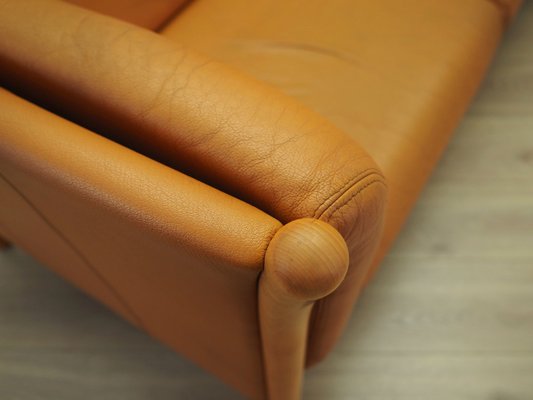 Danish Orange Leather Sofa, 1970s-VND-1783405