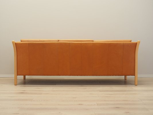 Danish Orange Leather Sofa, 1970s-VND-1783405