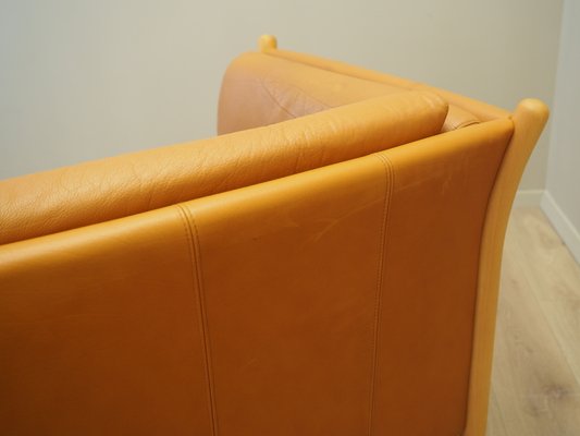 Danish Orange Leather Sofa, 1970s-VND-1783405