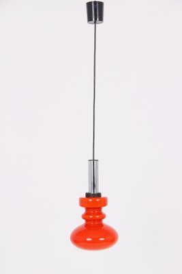 Danish Orange Red Glass Pendant Lamp, 1950s-DQ-564472