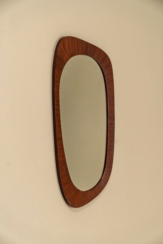 Danish Organic Shaped Mirror in Teak, 1970s