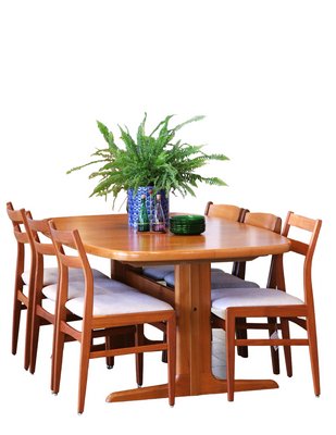 Danish Oval Dining Table in Teak from Skovby Møbelfabrik, 1960s, Set of 3-BPJ-1706441