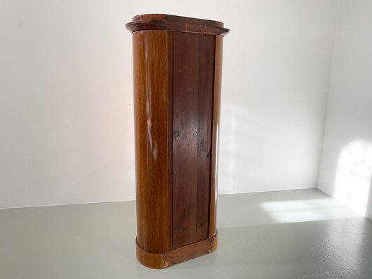 Danish Oval Pedestal Cabinet in Oak and Walnut Burl, 1850s-WIX-1727158