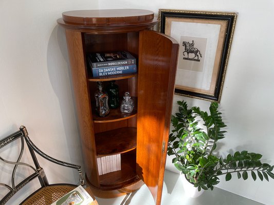 Danish Oval Pedestal Cabinet in Oak and Walnut Burl, 1850s-WIX-1727158