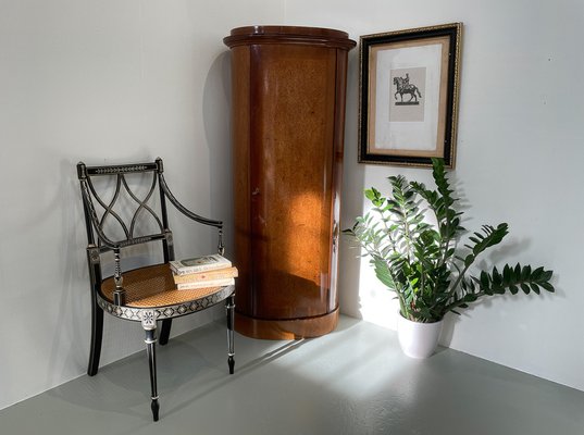 Danish Oval Pedestal Cabinet in Oak and Walnut Burl, 1850s-WIX-1727158