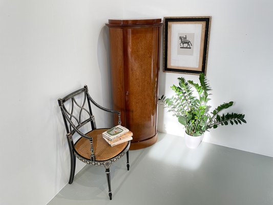 Danish Oval Pedestal Cabinet in Oak and Walnut Burl, 1850s-WIX-1727158