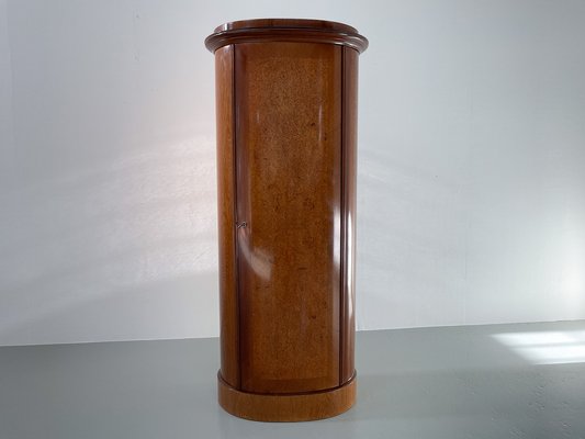 Danish Oval Pedestal Cabinet in Oak and Walnut Burl, 1850s-WIX-1727158