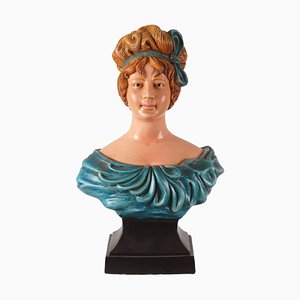 Danish Painted Bust of a Woman Ceramic, 1930s-MTD-1400071