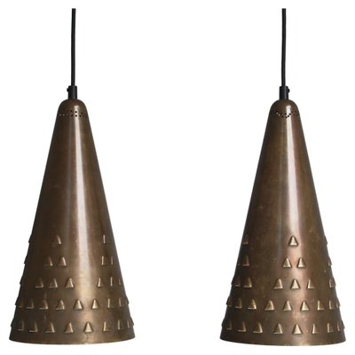 Danish Patinated Brass Pendants by Brockmann-Petersen, 1953, Set of 2-WRF-1328519