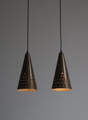 Danish Patinated Brass Pendants by Brockmann-Petersen, 1953, Set of 2-WRF-1328519