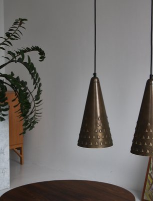 Danish Patinated Brass Pendants by Brockmann-Petersen, 1953, Set of 2-WRF-1328519