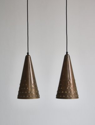 Danish Patinated Brass Pendants by Brockmann-Petersen, 1953, Set of 2-WRF-1328519