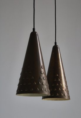 Danish Patinated Brass Pendants by Brockmann-Petersen, 1953, Set of 2-WRF-1328519