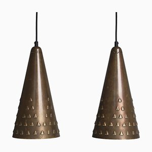 Danish Patinated Brass Pendants by Brockmann-Petersen, 1953, Set of 2-WRF-1328519