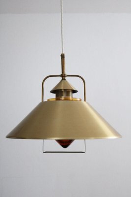 Danish Pendant Lamp in Brass with Glass Insert, 1960s-FJP-1800792