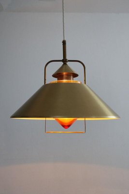 Danish Pendant Lamp in Brass with Glass Insert, 1960s-FJP-1800792