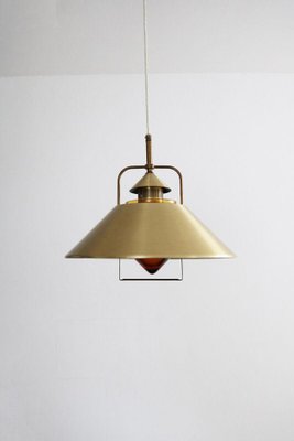 Danish Pendant Lamp in Brass with Glass Insert, 1960s-FJP-1800792