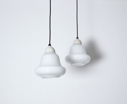 Danish Pendant Lamps in Opaline Glass, 1940s, Set of 2-HPQ-1382918