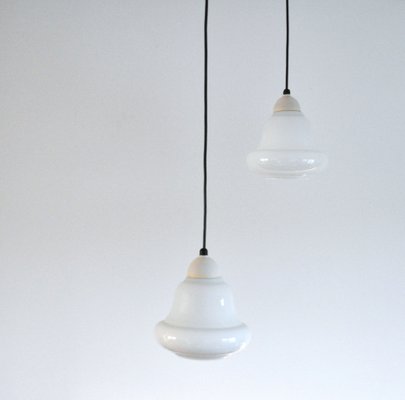 Danish Pendant Lamps in Opaline Glass, 1940s, Set of 2-HPQ-1382918