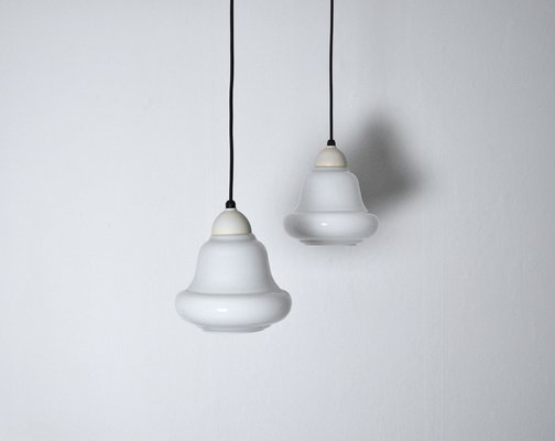 Danish Pendant Lamps in Opaline Glass, 1940s, Set of 2-HPQ-1382918