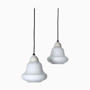 Danish Pendant Lamps in Opaline Glass, 1940s, Set of 2-HPQ-1382918