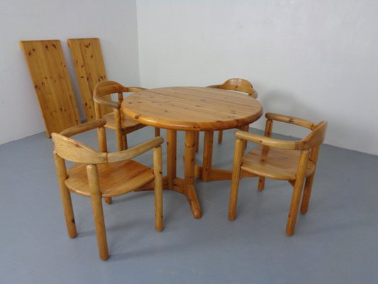 Danish Pine Armchairs & Dining Table by Rainer Daumiller for Hirtshals Sawværk, 1970s, Set of 5-RDW-2024461