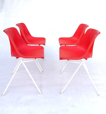 Danish Plastic Red Chairs by Niels Gammelgaard for Ikea, 1984, Set of 4-RFT-1716510