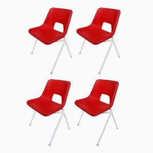 Danish Plastic Red Chairs by Niels Gammelgaard for Ikea, 1984, Set of 4-RFT-1716510