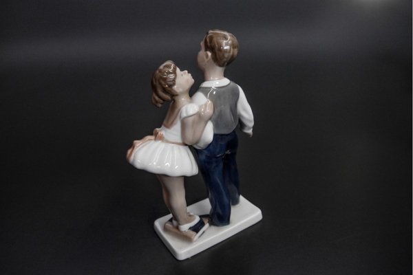 Danish Porcelain Boy and Girl Figurine from Lyngby, 1950s-BXB-717207