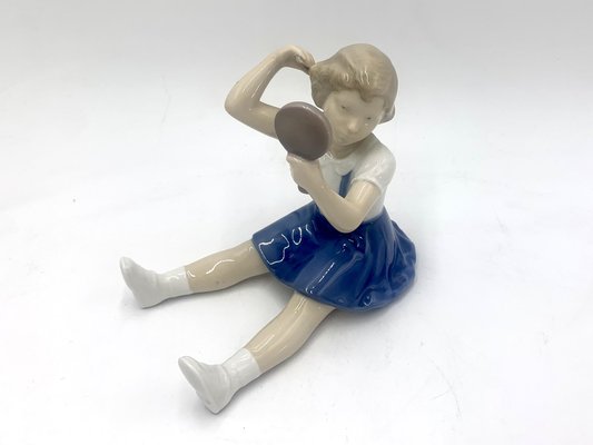 Danish Porcelain Figurine of a Girl Combing from Bing & Grondahl-BXB-1191279