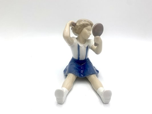 Danish Porcelain Figurine of a Girl Combing from Bing & Grondahl-BXB-1191279