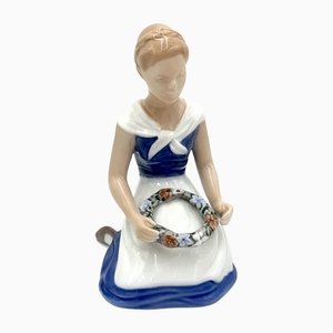 Danish Porcelain Figurine of a Girl With Wreath from Bing & Grondahl, 1980s-BXB-1191290