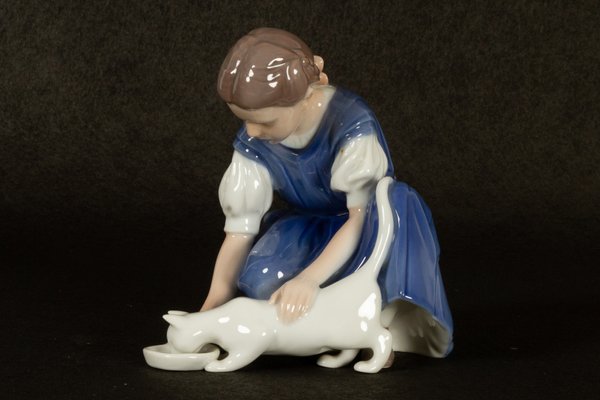 Danish Porcelain Girl with Cat Figurine by Ingeborg Plockross Irminger for Bing & Grondahl, 1970s-WIX-570888