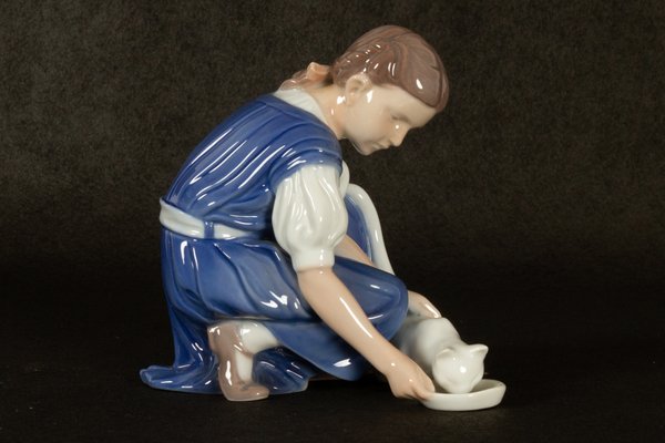 Danish Porcelain Girl with Cat Figurine by Ingeborg Plockross Irminger for Bing & Grondahl, 1970s-WIX-570888