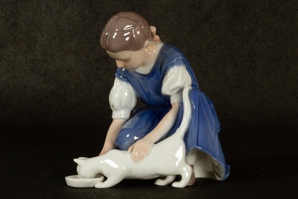 Danish Porcelain Girl with Cat Figurine by Ingeborg Plockross Irminger for Bing & Grondahl, 1970s-WIX-570888