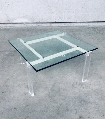 Danish Poul Kjaerholm Style Metal, Acrylic Glass & Glass Coffee Table, 1960s-RQV-837495